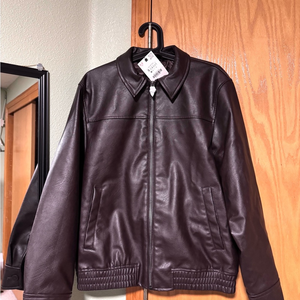 Zara Faux Leather Bomber Jacket
